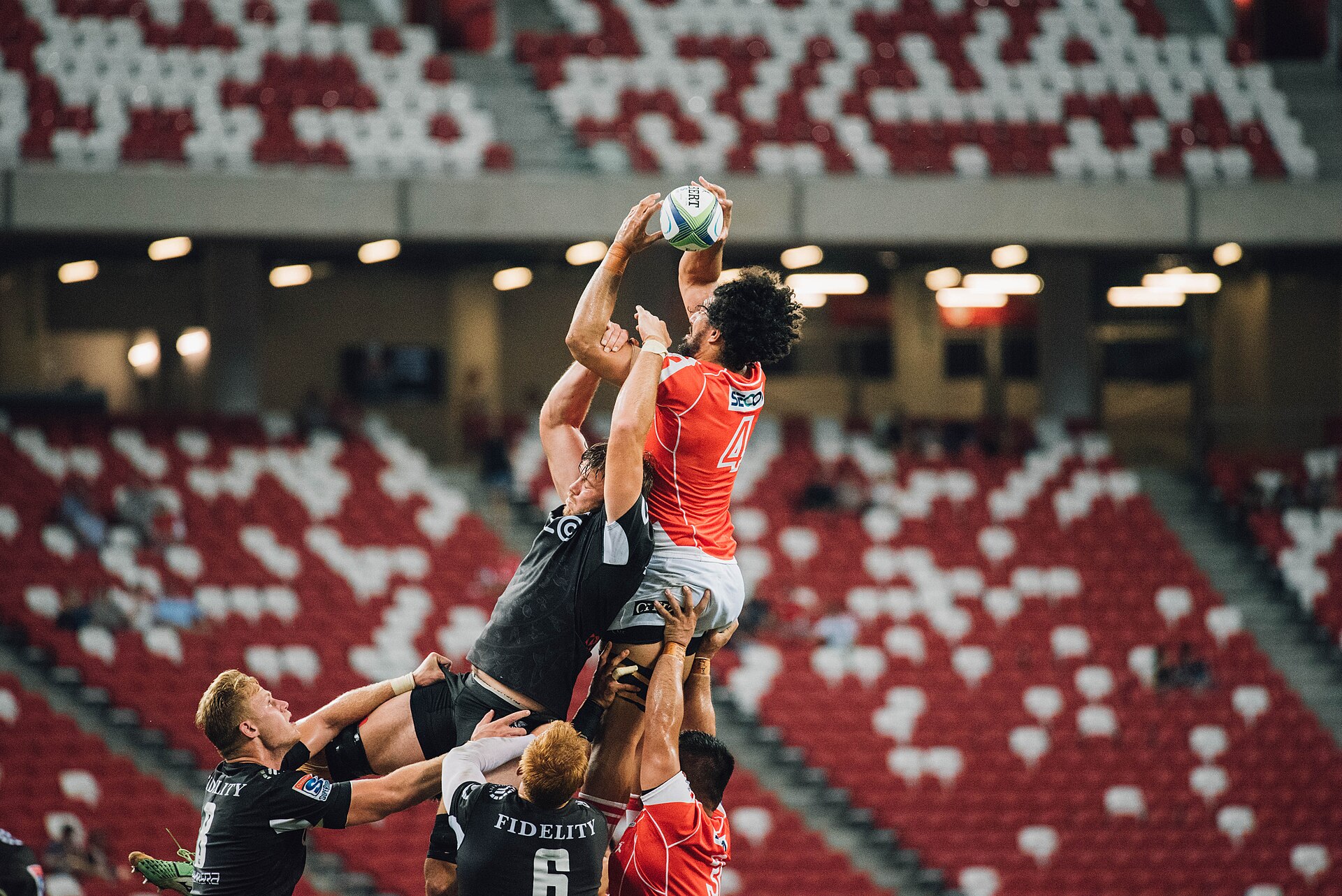 Rugby union match action