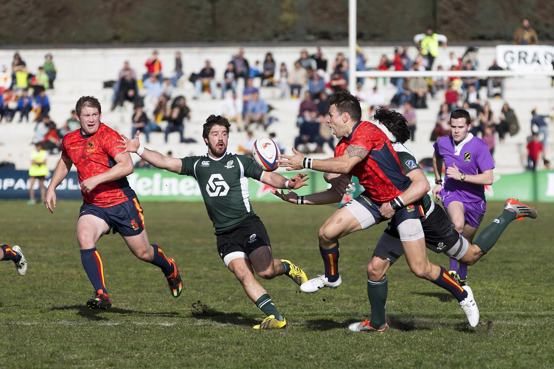 Rugby union match action